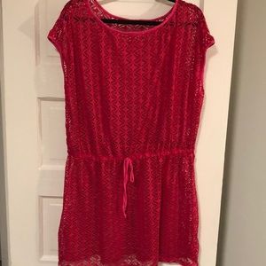 Never worn pink swimsuit coverup. Size XL. Runs big.